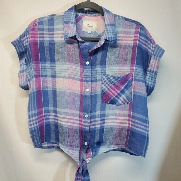 Rails Linen Plaid Tie Front Shirt -> Rails linen plaid tie front shirt - Picture 2 of 9